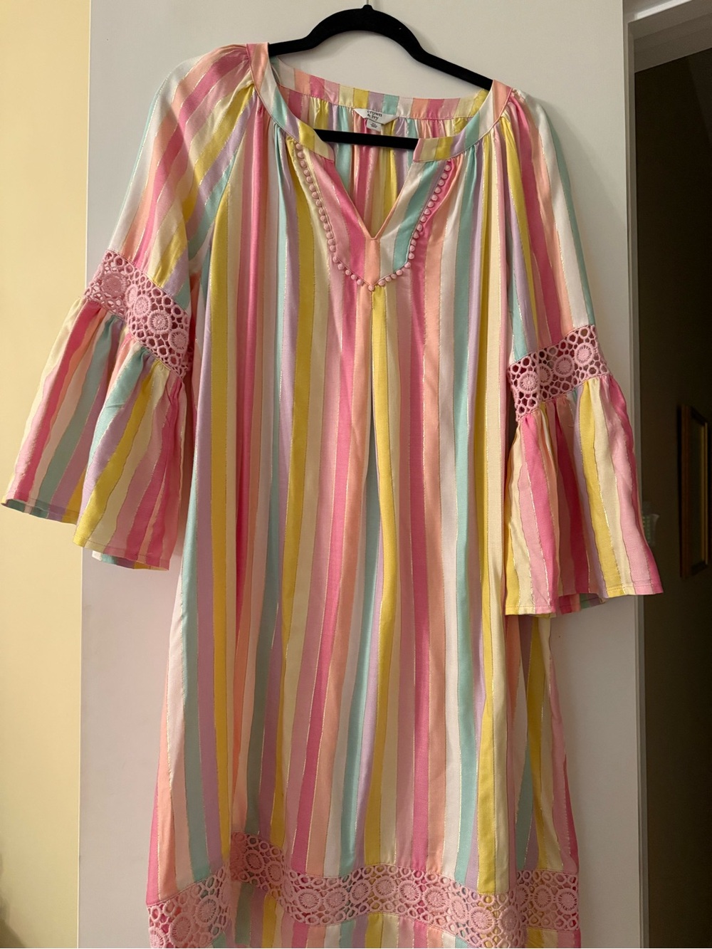 Women’s multi Stripe Summer Dress - Pink Multi